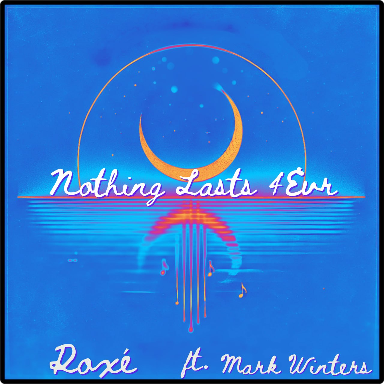 Album cover: crescent moon reflection, "Nothing Lasts 4Evr