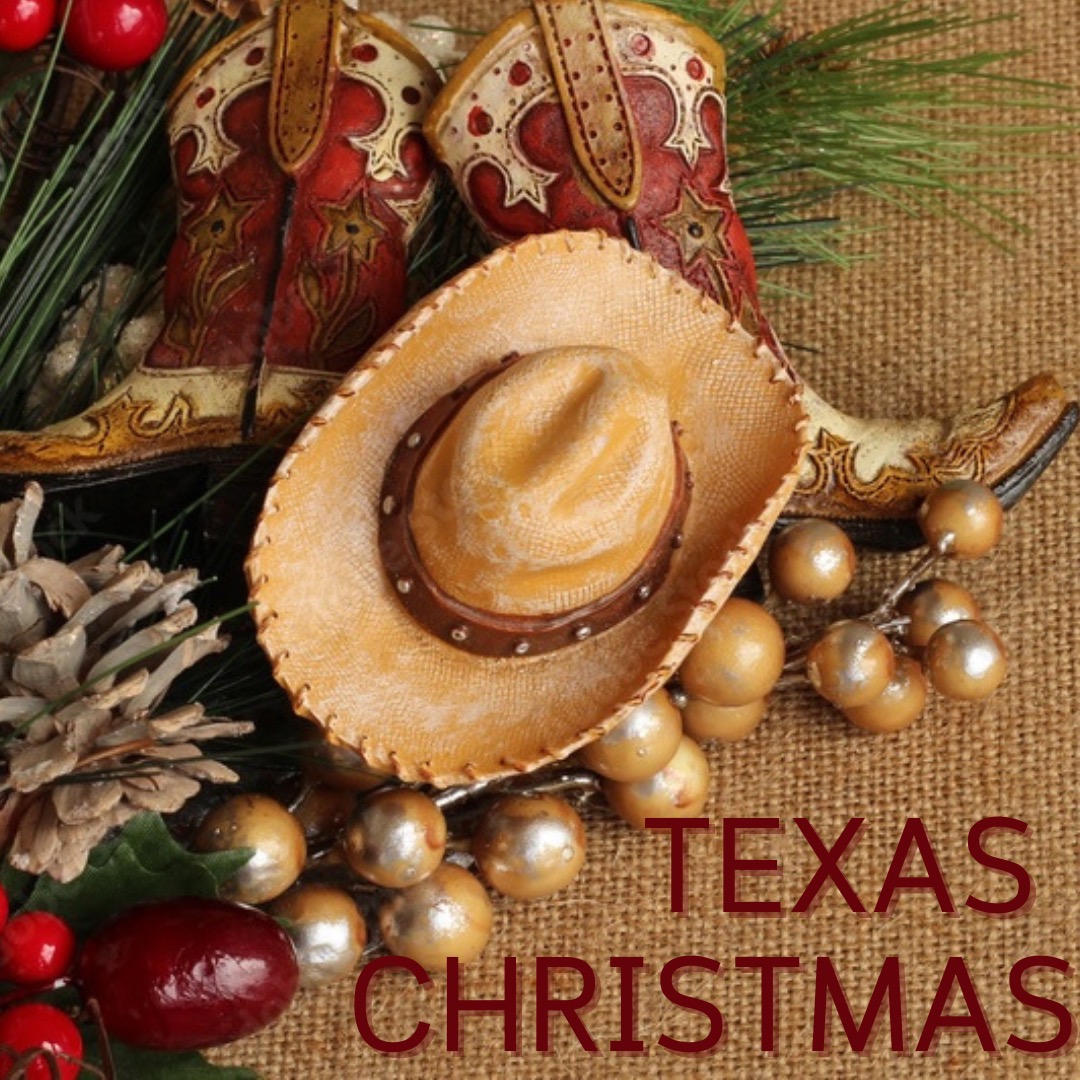 Texas cowboy hat and boots Christmas display